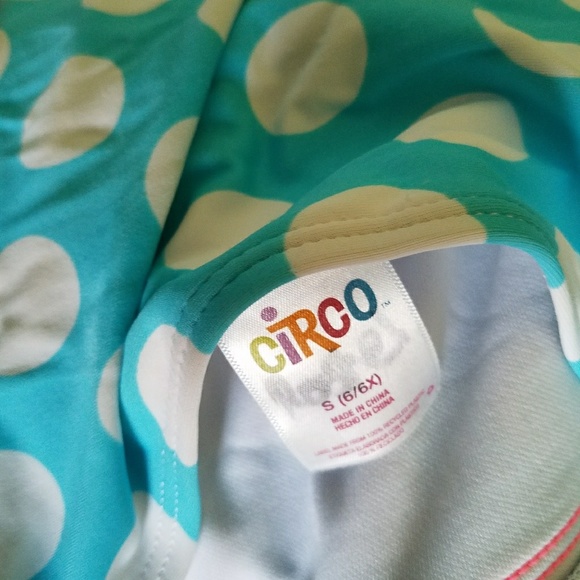 Blue one piece bathing suit with white polkadot - Picture 4 of 4